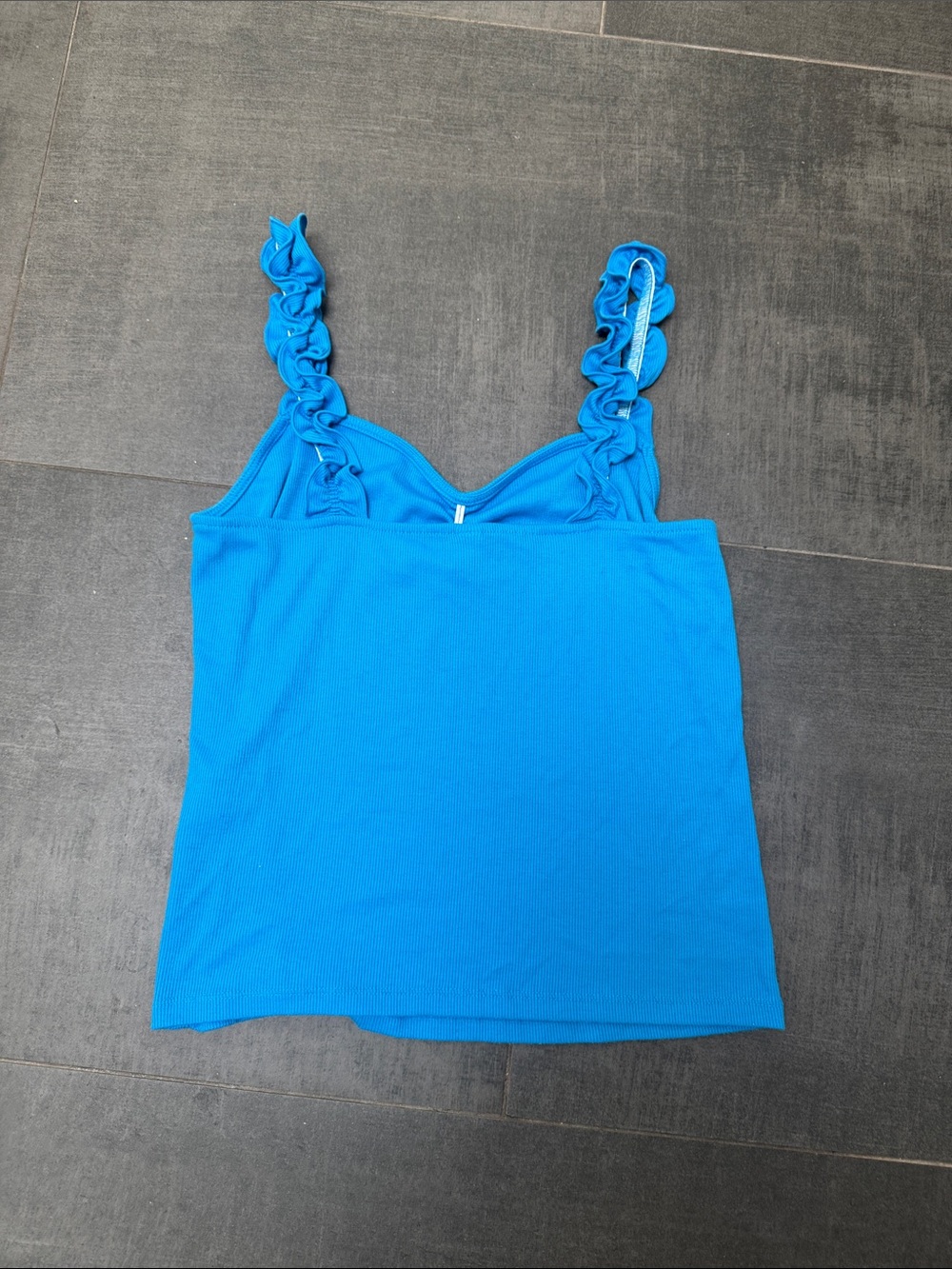 bp Electric Blue Ruffle-Strap Ribbed Camisole - Picture 5 of 5